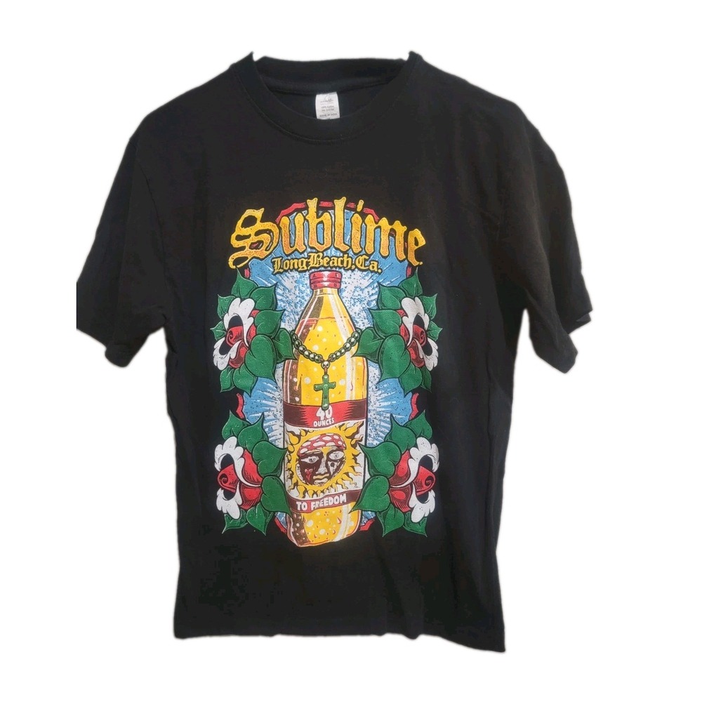 Sublime Band Tee Mens Medium Black 40oz To Freedom Long Beach Reggae Rock